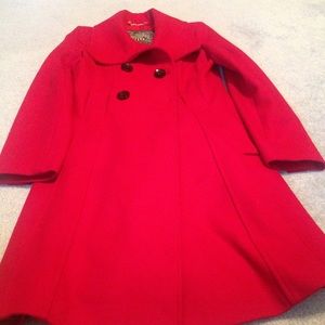 Guess? Red Long Sleeve Double Breasted Pea Coat